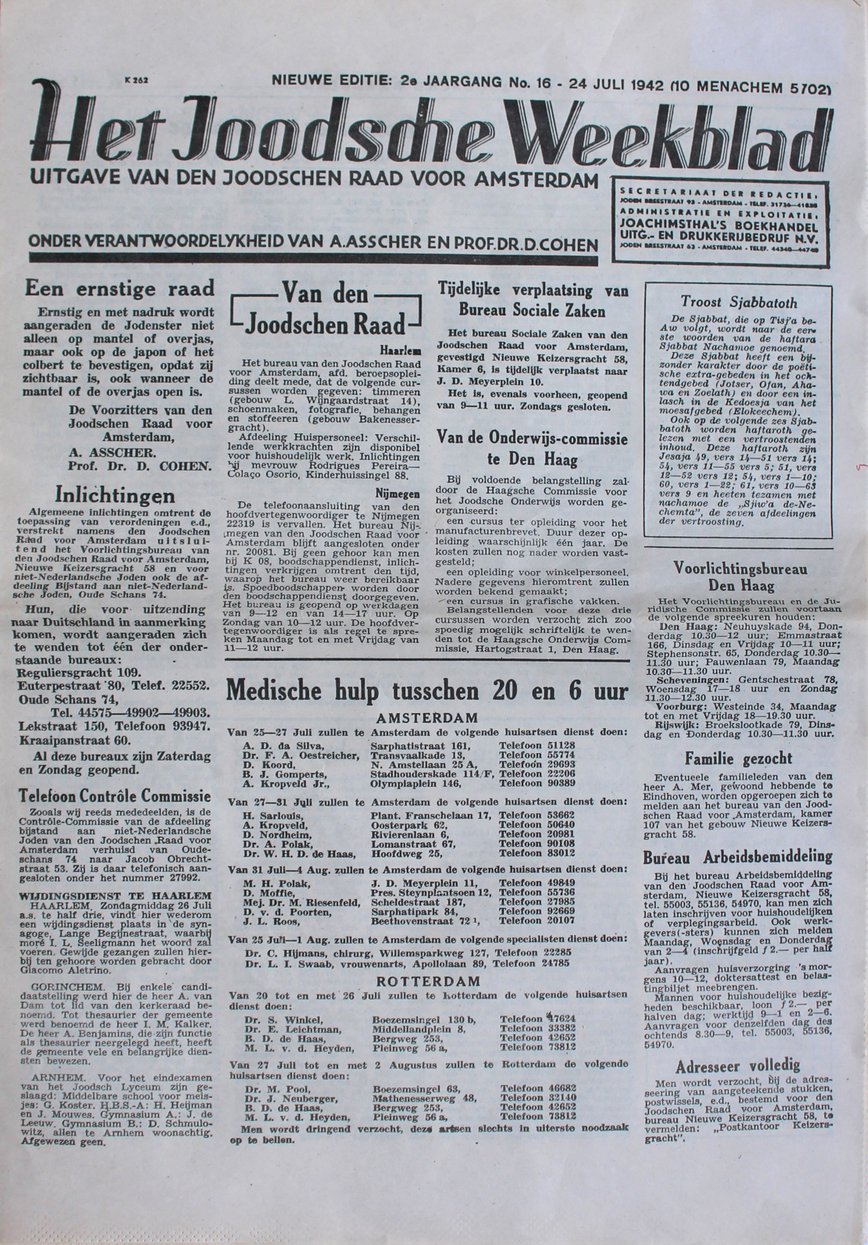 Joodse raad Amsterdam weekblad
